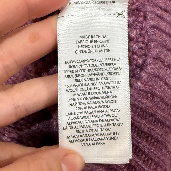 NWT Polo Ralph Lauren Cable Bubble Knit Cardigan XL Purple Wool Alpaca Fisherman - Picture 6 of 11